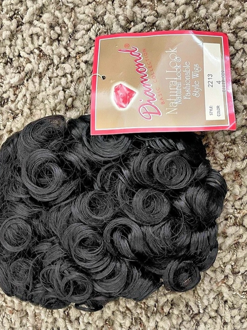 Diamond Natural Black Curly Black Wig NWT